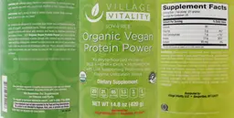 Label for Organic Vegan Protein Powder