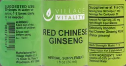 Label for Red Chinese Ginseng