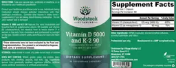 Label for Vitamin D 5000 and K-2 90