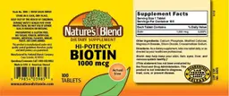 Label for Hi-Potency Biotin 1000 mcg