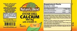 Label for Oyster Shell Calcium 500 mg