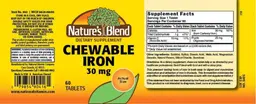 Label for Chewable Iron 30 mg