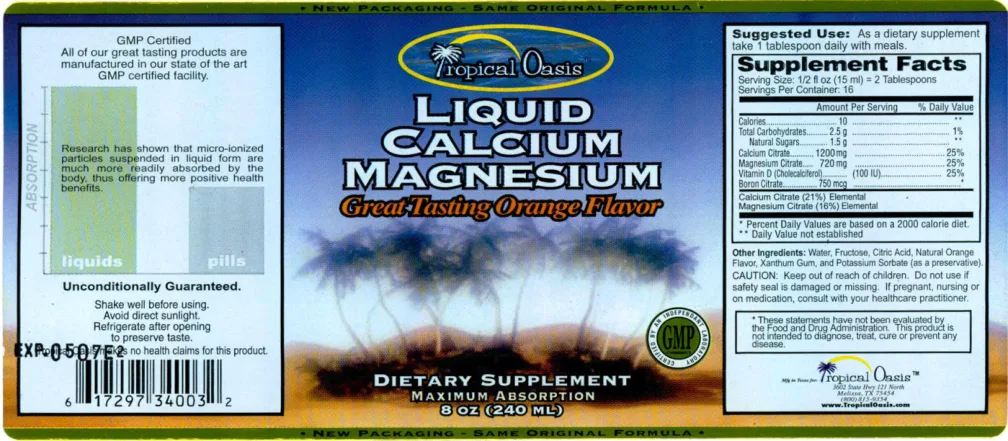 Label for Liquid Calcium Magnesium Orange Flavor