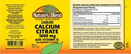Label for Liquid Calcium Citrate 1000 mg with Vitamin D3 Blueberry Flavor