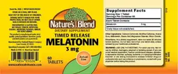 Label for Timed Release Melatonin 3 mg