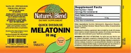 Label for Quick Dissolve Melatonin 10 mg