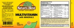 Label for Multivitamin with Minerals