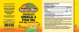 Label for Omega 3 Fish Oil 1200 mg Odorless