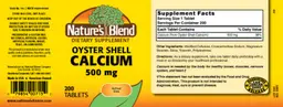 Label for Oyster Shell Calcium 500 mg