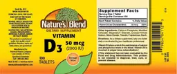 Label for Vitamin D3 50 mcg (2000 IU)
