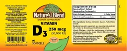Label for Vitamin D3 250 mcg (10,000 IU)