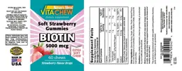 Label for Biotin 5000 mcg Soft Strawberry Gummies
