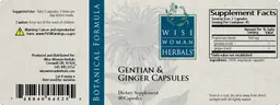 Label for Gentian & Ginger Capsules