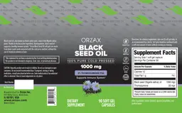 Label for Black Seed Oil 1000 mg
