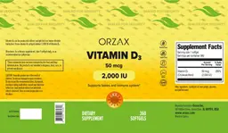 Label for Vitamin D3 50 mcg 2,000 IU