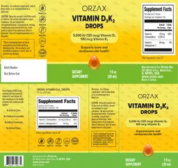 Label for Vitamin D3 K2 Drops
