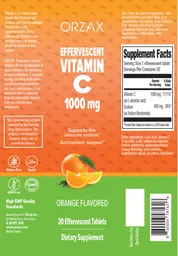 Label for Effervescent Vitamin C 1000 mg Orange Flavored