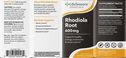 Label for Rhodiola Root 600 mg