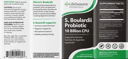 Label for S. Boulardii Probiotic 10 Billion CFU