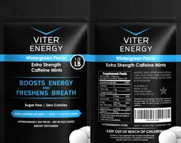Label for Viter Energy Extra Strength Caffeine Mints Wintergreen Flavor