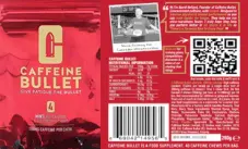 Label for Mintense Caffeine & Electrolyte Chews