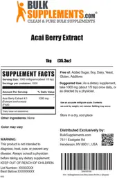 Label for Acai Berry Extract