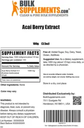 Label for Acai Berry Extract