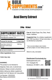 Label for Acai Berry Extract