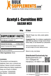 Label for Acetyl L-Carnitine HCl (ALCAR HCl)