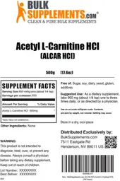 Label for Acetyl L-Carnitine HCl (ALCAR HCl)