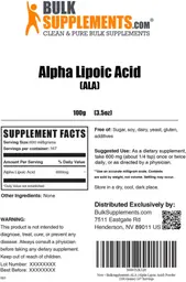 Label for Alpha Lipoic Acid