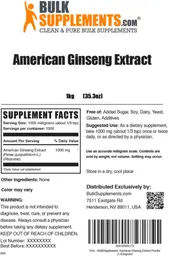 Label for American Ginseng Extract