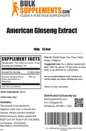Label for American Ginseng Extract