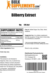 Label for Bilberry Extract