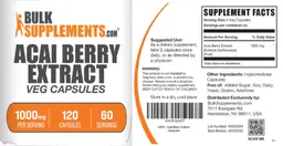 Label for Acai Berry Extract 1000 mg
