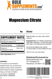 Label for Magnesium Citrate