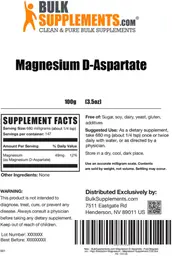 Label for Magnesium D-Aspartate