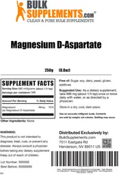 Label for Magnesium D-Aspartate