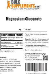 Label for Magnesium Gluconate