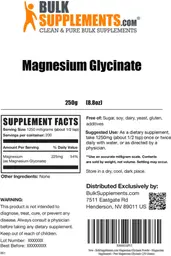 Label for Magnesium Glycinate