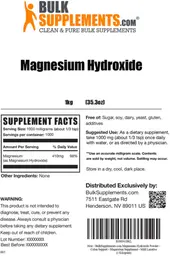 Label for Magnesium Hydroxide