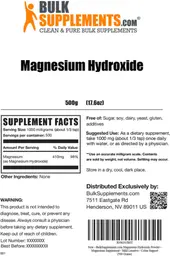 Label for Magnesium Hydroxide