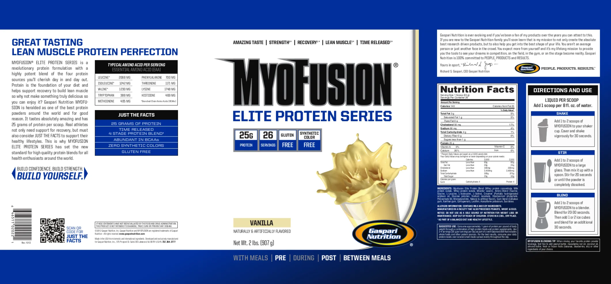 Label for MyoFusion Elite Protein Series Vanilla