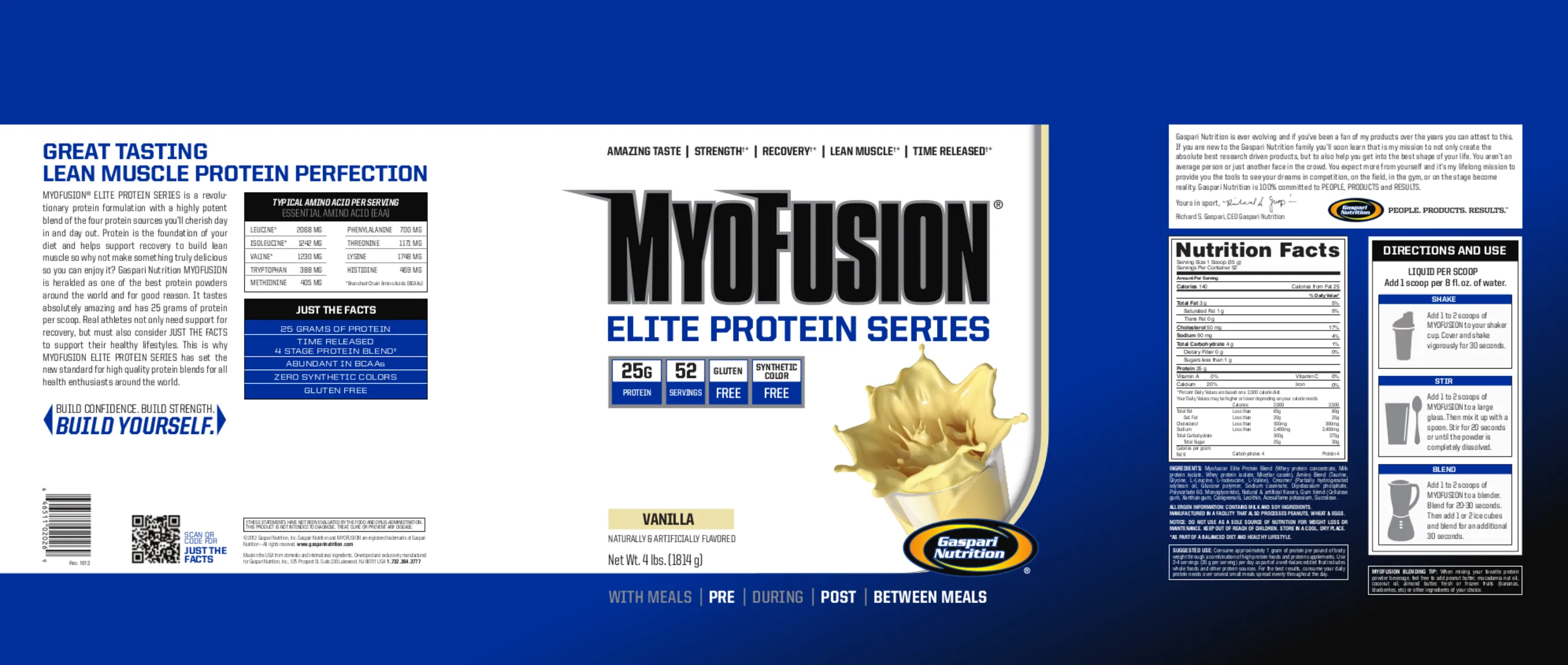 Label for MyoFusion Elite Protein Series Vanilla