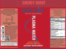 Label for Plasma Water Lemon Flavored