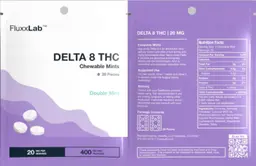 Label for Delta 8 THC Chewable Mints 20 mg Double Mint