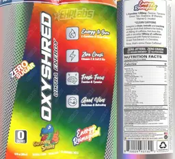 Label for Oxyshred Ultra Energy Gummy Snake
