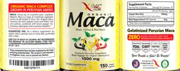 Label for Organic Maca 1500 mg