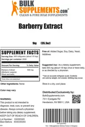 Label for Barberry Extract
