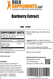 Label for Barberry Extract